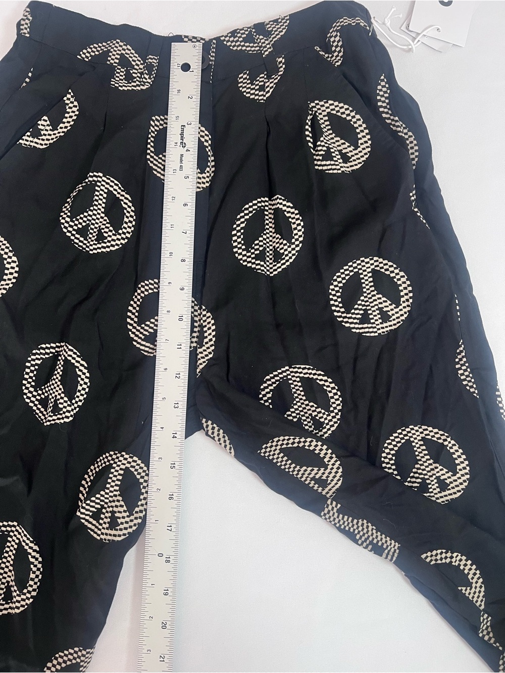 Obey Black Pants with Cream Peace Sign Print - Picture 9 of 10
